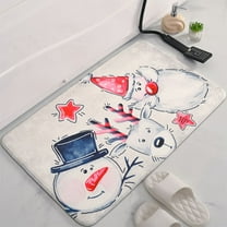 KOYPTL White Christmas Snowman Welcome Front Door Mat-32 x 20 Inch,Non Skid Cushioned Carpet,Washable Dirtproof Comfort Standing Rug for Winter Holiday Decor Kitchen Home Porch Entrance Floor Outdoor