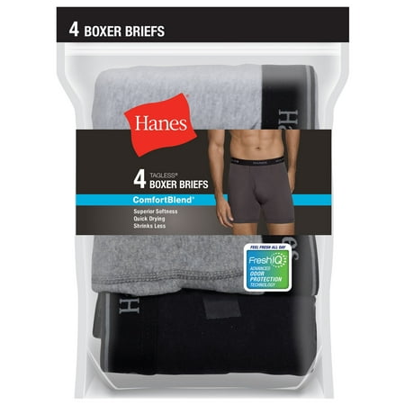 Hanes - Hanes Mens FreshIQ ComfortBlend 4-Pack Assorted Boxer Briefs ...
