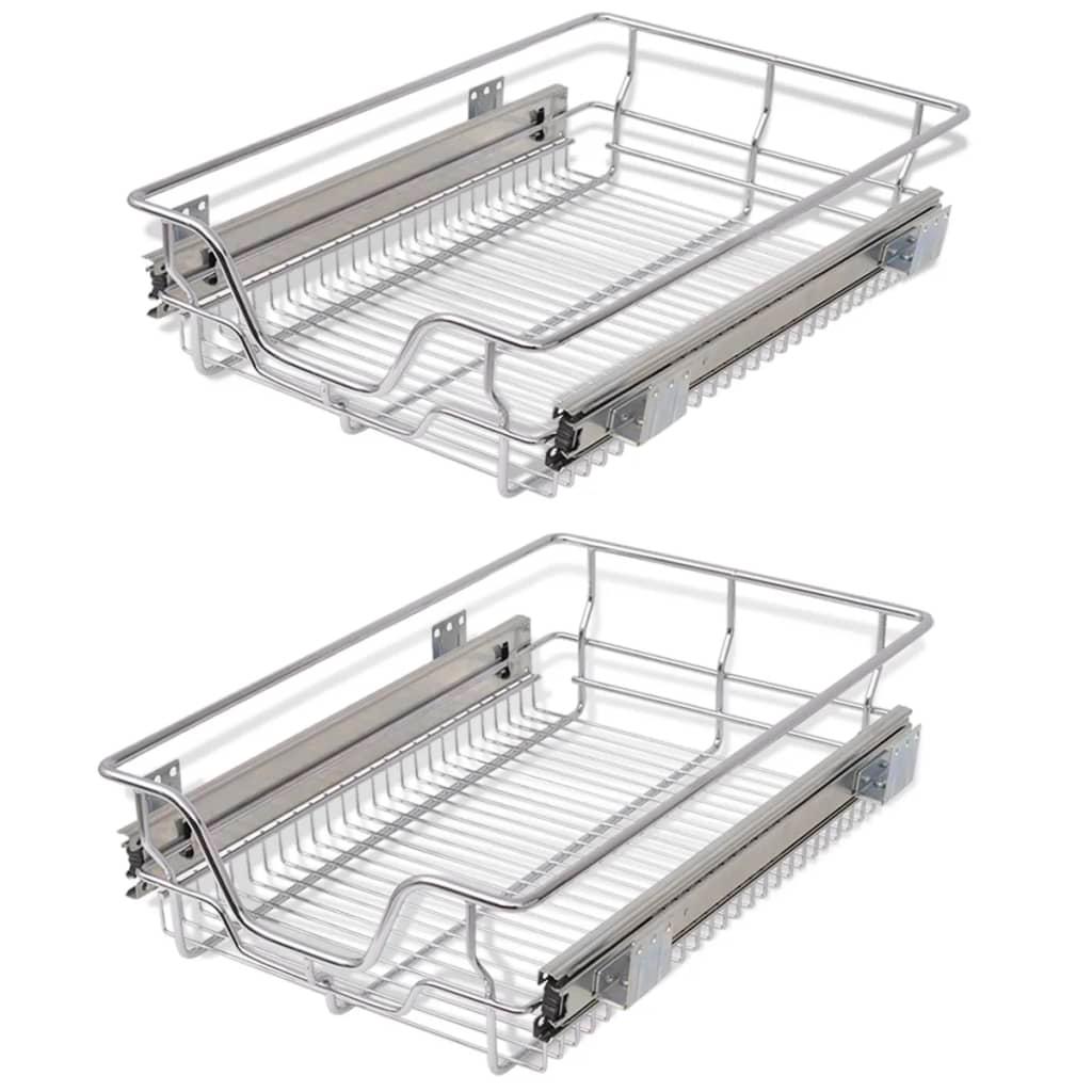 vidaXL Utdragbara trådbackar 2 st silver 400 mm Silver | Bodega Aurrera ...