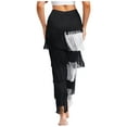 thumbnail image 3 of iiniim iiniim Women Latin Dance Pants Tassels Fringe Ballroom Tango Salsa Elastic Waist Practice Performance Trousers Black&White M, 3 of 7
