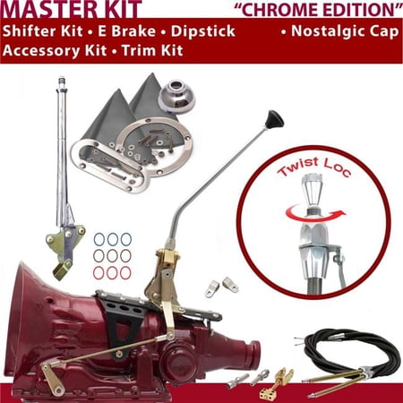 American Shifter C4 Shifter Kit Chrome 12 in. E Brake Cable Clevis Trim Kit Dipstick for F75CC