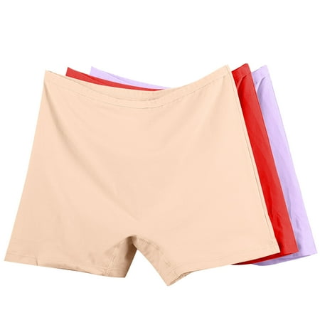WMTBSRSW Women s Plus Size Cotton Boy Shorts Leak Proof Panties Underwear Full Coverage Seamless Panties Soft Stretch No Show Boxer Briefs for Ladies 3 Packs