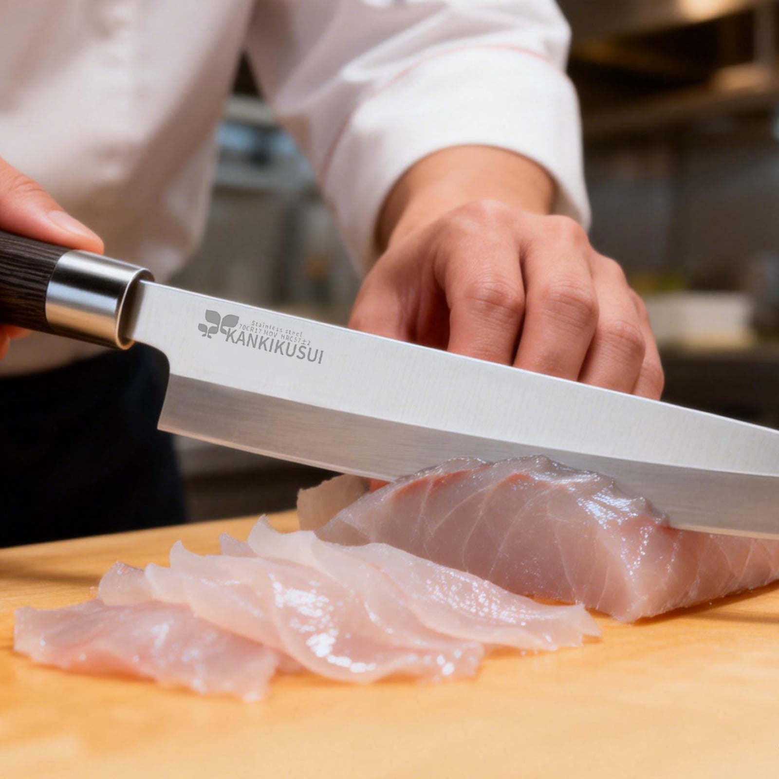 Sashimi Knife, 9.3" Sushi Knife Set with Sharpener/Gift Box, HC70cr17mov Yanagiba Knife