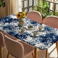 thumbnail image 3 of Blue Tie-dye Table Cloths for 3 Foot Rectangle Tables, Vintage Rustic Abstract Painting Art Patio Waterproof Elastic Fitted Tablecloths, Washable Rectangular Table Cover for Camping, 3 of 8