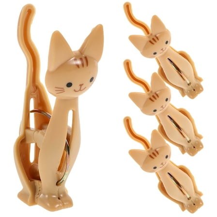 Masteelf 4pcs Cute Cartoon Cat Bag Clips for Food Storage Plastic Windproof Clothes Pin Household Sealing Clips for Kitchen and Office