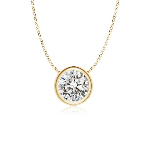 ANGARA Natural Diamond Solitaire Necklace in 14K Yellow Gold for Women (Size-3.4mm| Color-I-J| Clarity-I1-I2) | April Birthstone, Anniversary, Jewelry Gift for Women | Natural Diamond Necklace