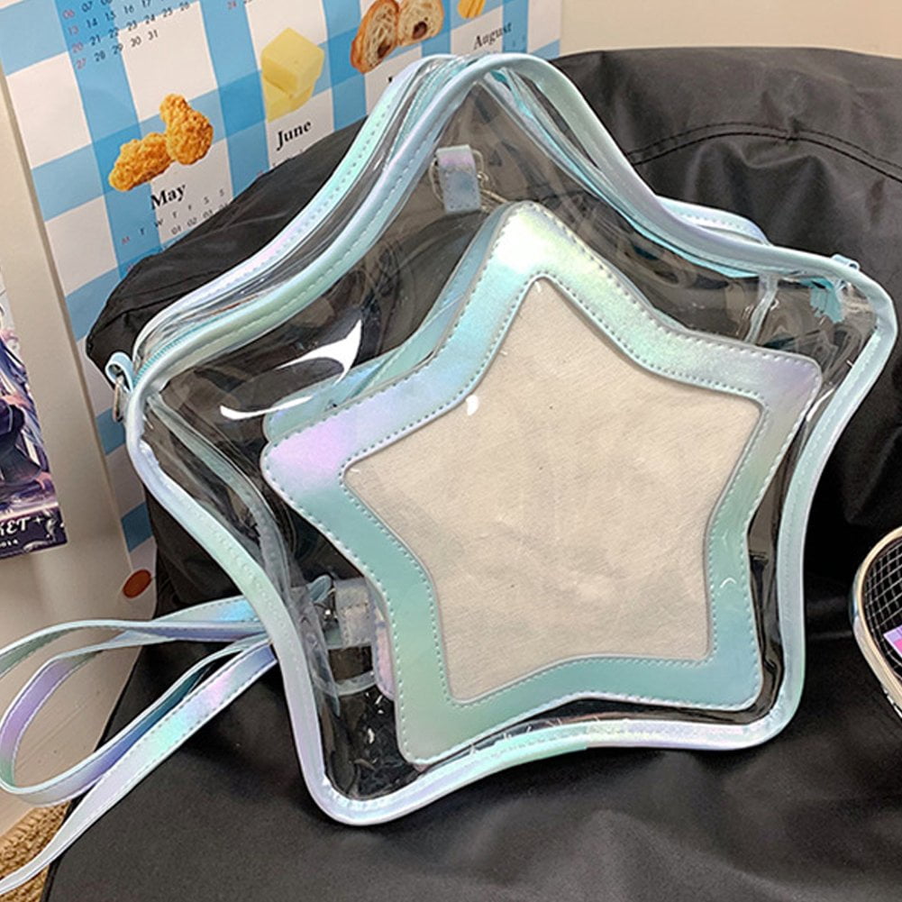Vjnyvs Ita Bag Star Shaped Purse, Aesthetic Cute Crossbody Purse, Kawaii Pin Display Clear Shoulder Bag