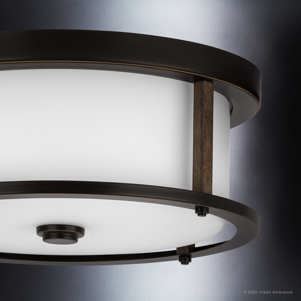 Luxury Contemporary Indoor Ceiling Light, 5.25''H x 13''W, with Transitional Style Elements, Nautical Design, Olde Bronze Finish and Clear & Etched White, UHP3211