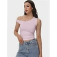 thumbnail image 5 of Women’s One-Shoulder Ruched Crop Top - Casual Off-Shoulder Twist Strap Summer Tank Top, Going Out Shirt, 5 of 6