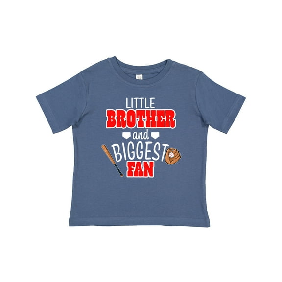 Inktastic Little Brother and Biggest Fan Baseball Glove and Bat Boys Baby T-Shirt