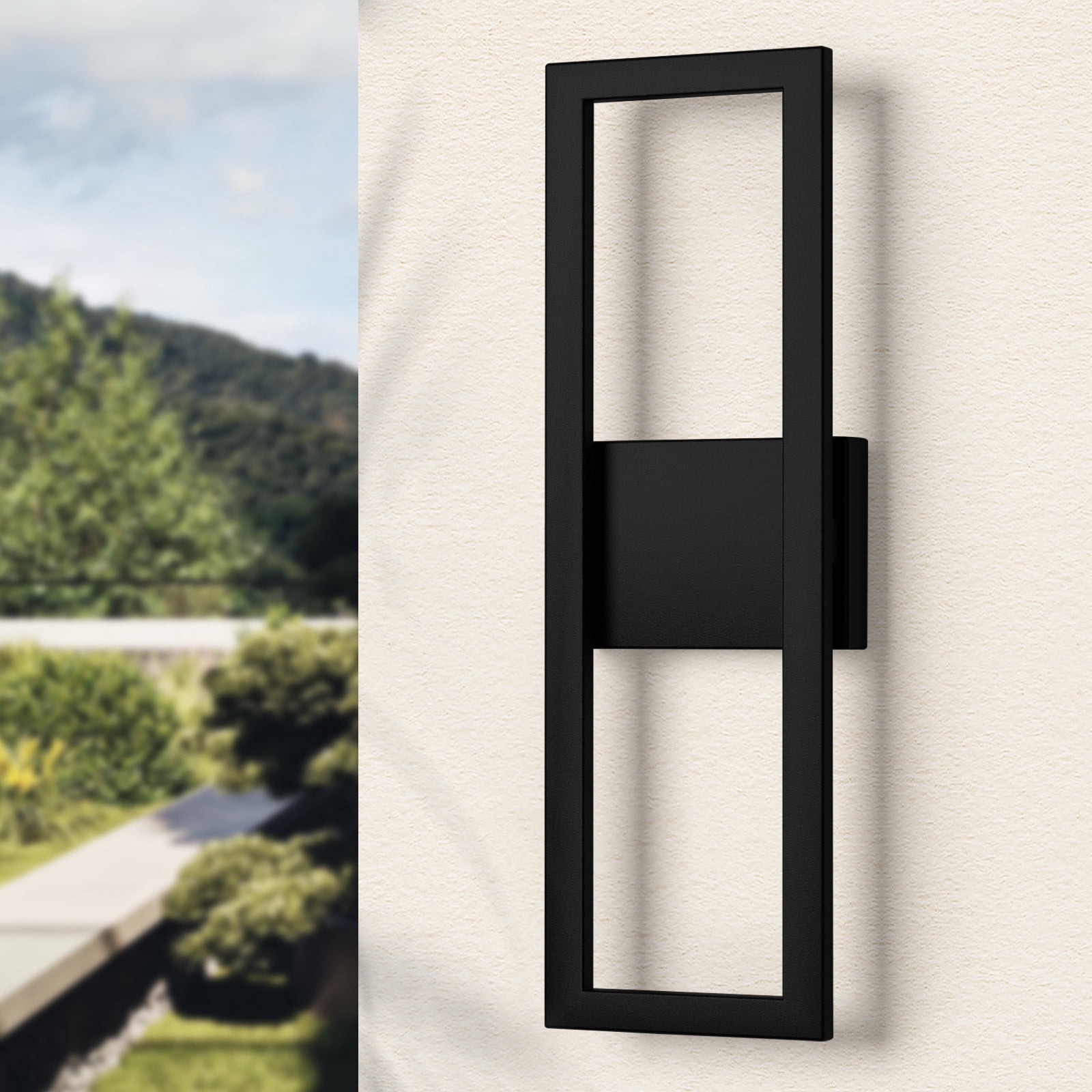 Modern LED Wall Sconces Porch Wall Lights Rectangular Exterior Wall Sconce 3000K, Matte Black Outdoor Wall Lights for for Front Door House Garage Indoor 2PC