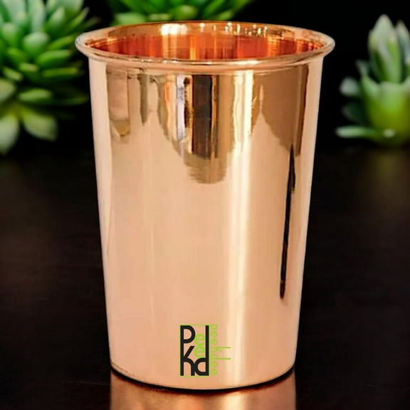 Peekdee Pure Copper Plain Drinking Water Tumbler Handcrafted Yoga Benefits 300 ml Tumbler Set of 1