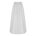 thumbnail image 5 of Byworldtasic Womens Solid Color Skirts Women Y2k Bubble Maxi Skirt Low Elastic Waist A Line Long Skirt Summer Casual Ruffle Pleated Midi Dress, 5 of 6