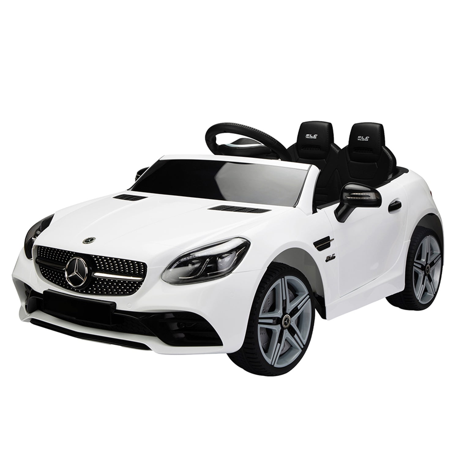CIPACHO Licensed Benz, 12V Electric Kids Ride On Car for Ages 3-6, LED Head Lights, Safe Belt, Double Doors, 2 Speeds, White