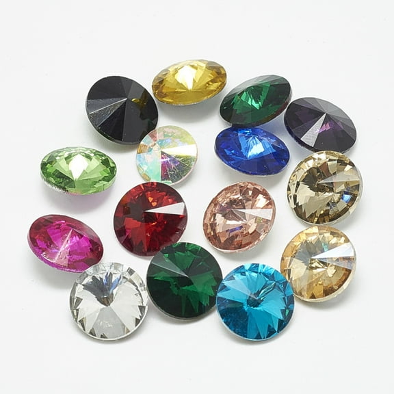 Pointed Back Glass Rhinestone Cabochons Rivoli Rhinestone Faceted Cone Mixed Color 6x3mm
