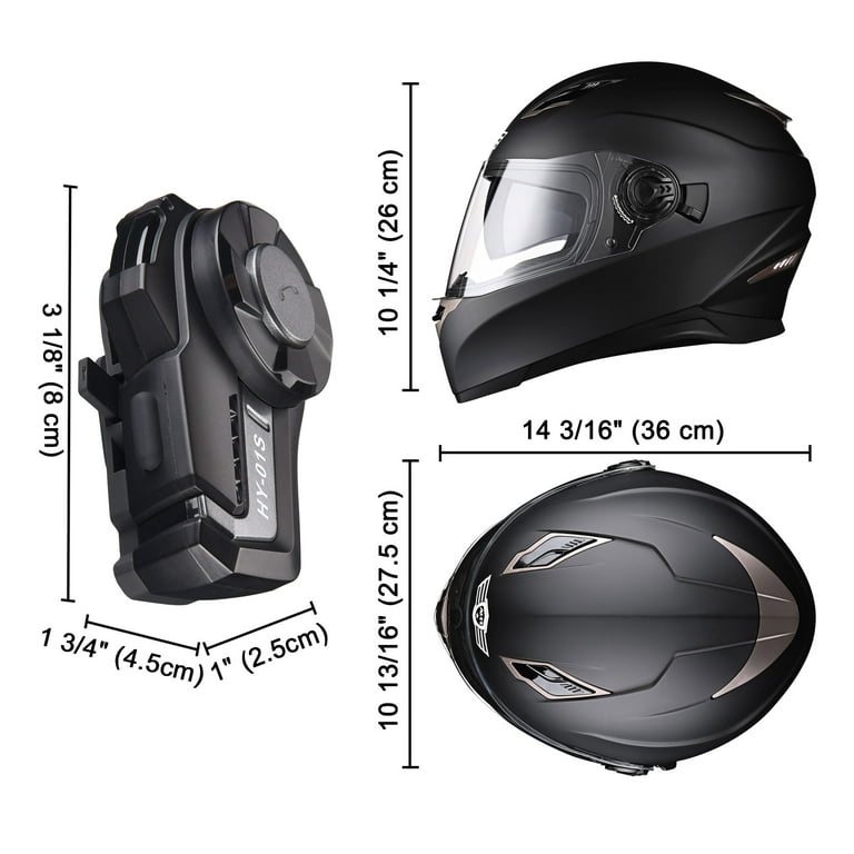 AHR Full Face Bluetooth Motorcycle Helmet DOT Dual Visor Bluetooth