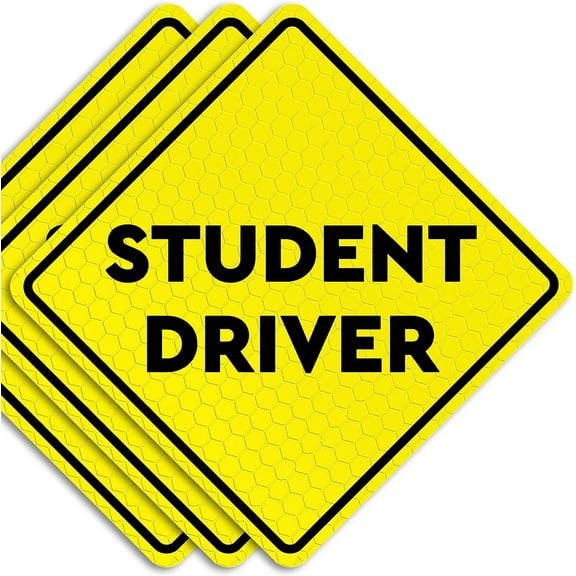 Assured Signs Student Driver Car Magnet Sticker for New Drivers, , 6 x 6", Yellow, 3 Pack