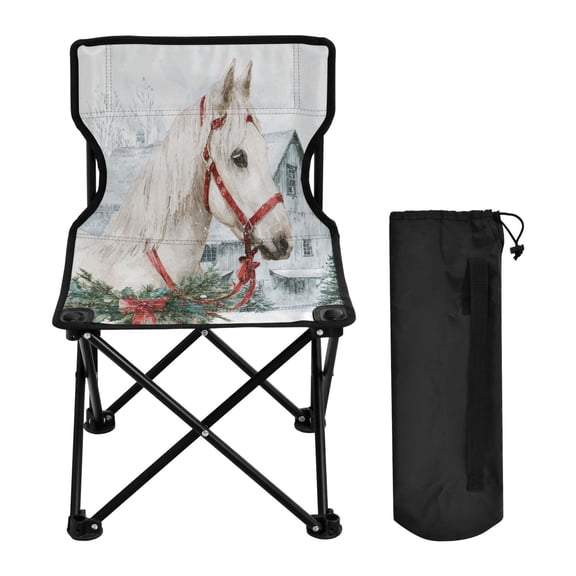 Folding Chair Camping Chair For Camping Picnicking Outdoor Beach and Travel Christmas White Horse