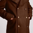 thumbnail image 4 of JXMVOJ Men's Lapel Long Trench Coat Casual Cotton Blend Peacoat Fashionable British Men Solid Color Woolen Trench Coat Slim Lapel Long Sleeved Hooded Casual Coat Jacket, 4 of 8