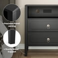 thumbnail image 2 of Modern Black Nightstand with Hidden Charging Station, USB Ports, Cable Hole, 2 Drawers & Open Shelf, 24" Matte Finish Bedside Table for Bedroom or Living Room, 2 of 9