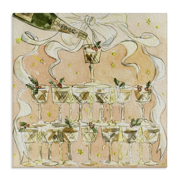 Stupell Industries Pouring Champagne Seasonal Cocktails Food & Beverage Painting Wrapped Canvas Canvas Art Print Wall Art, 17 x 17