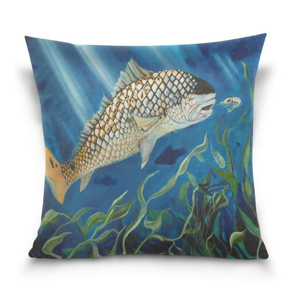 POPCreation Fish And Shrimp Throw Pillow Case Vintage Cushion Cover 20x20 inches