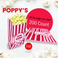 thumbnail image 2 of Bolsas de papel para palomitas de maíz de Poppy - 200 bolsas de 1 oz de grado de concesión Accesorios para máquinas de palomitas de maíz para barras de palomitas de maíz Concesiones de noches de cine, 2 of 7