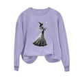 thumbnail image 3 of Uootdi Gift Long Sleeve Shirts for Women Crew Neck Halloween Witch Graphic Print Sweatshirts Oversized Fit Holiday Casual Pullover Tops, 3 of 6