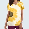 thumbnail image 2 of Nmnitkp Scrubs Tops for Women Sunshine Sunflower Print Scrub Tops Comfortable and Practical Women Tops V-neck Short Sleeved Pocket ,Scrub Tops Women Stretchy, 2 of 5