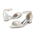 thumbnail image 5 of Women Pointed Toe High Heels Ankle Strap Chunky heel 4CM Rhinestones Bow Party Wedding Shoes, 5 of 7