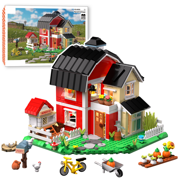 YOUEEFY Creative Building Block Model Kit - Ranch Cottage, DIY Assembly for Adults & Teens