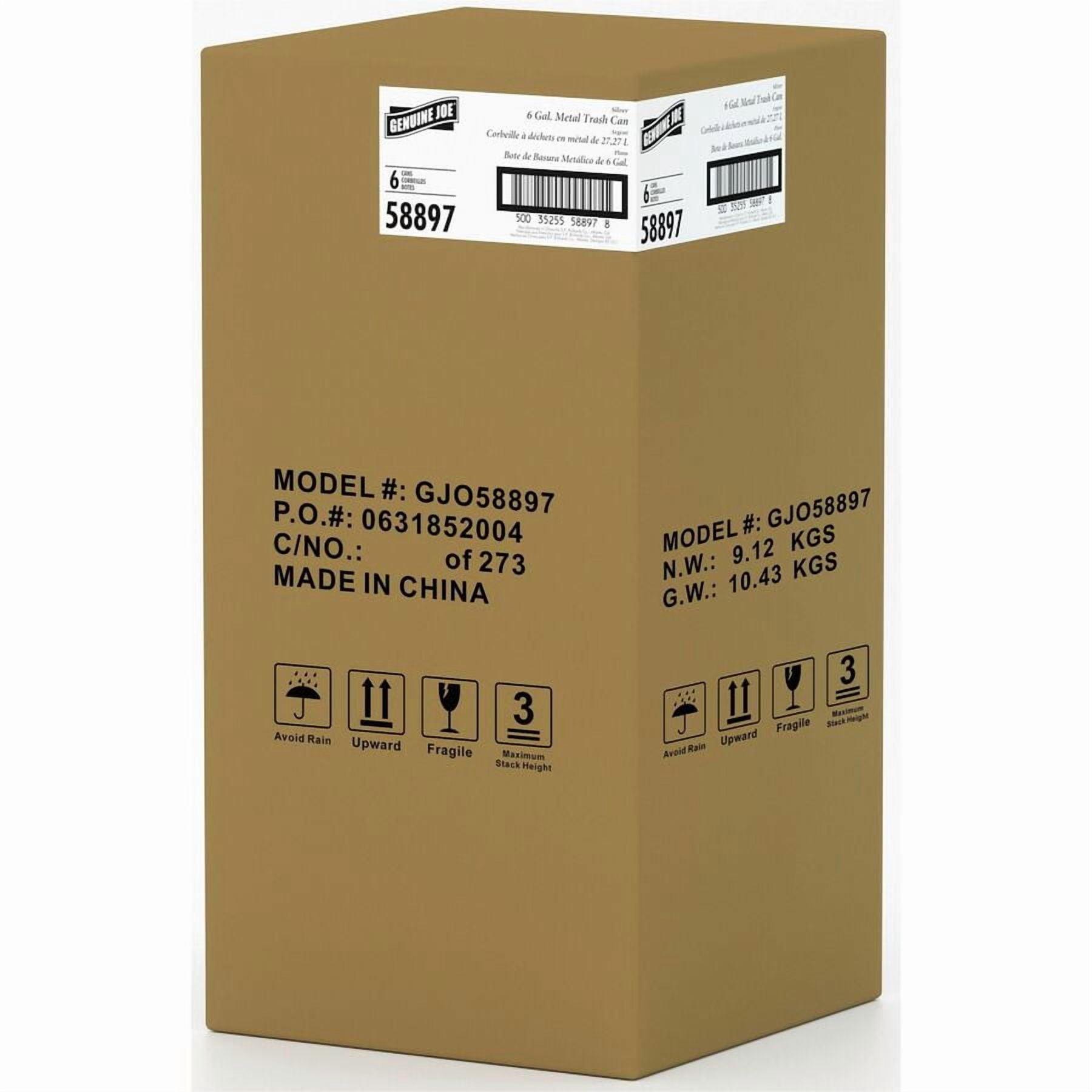 Genuine Joe Steel 6 Gallon Fire-safe Trash Can, Black