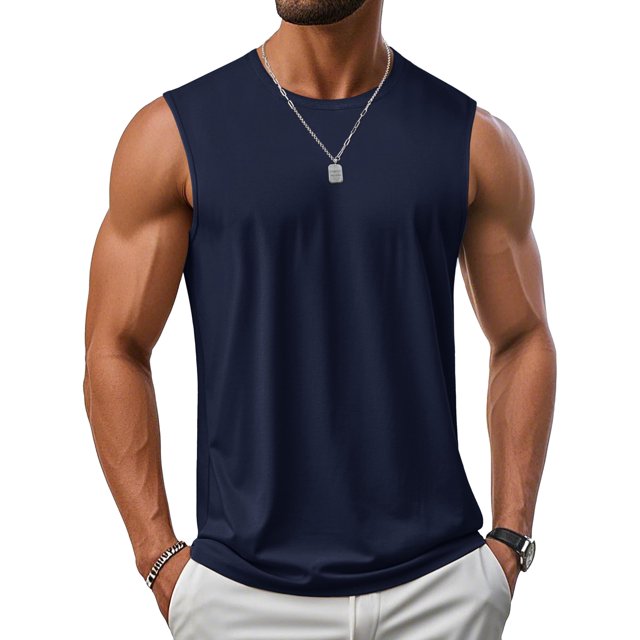 Camiseta sin mangas MAGCOMSEN para hombre, UPF 50+, azul marino L