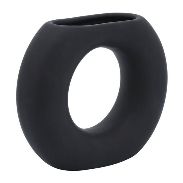 Sagebrook Home 17058-02 5 in. Ceramic Donut Vase, Black