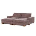 thumbnail image 4 of Isabella Sectional Sofa Corduroy Velvet with two Ottomans in Chocolate Color, 4 of 9