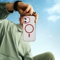 thumbnail image 3 of For iPhone 17 Magnetic Phone Case,With Contractile Lens Ring Kickstand,Compatible with Mag-safe,Transparent Back,Ultra Slim Shockproof Anti-fall Protection Rugged Phone Case,Red, 3 of 4