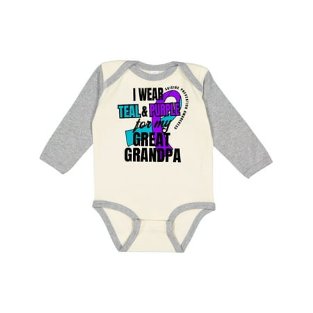 

Inktastic Suicide Prevention I Wear Teal and Purple For My Great Grandpa Gift Baby Boy or Baby Girl Long Sleeve Bodysuit