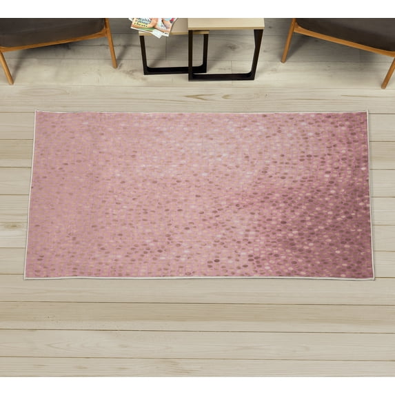 Geometric Decorative Rug, Small Dot Tiles Shape Simple Classical Creative Design, Quality Carpet for Bedroom Dorm and Living Room, 6 Sizes, Pale Pink, by Ambesonne