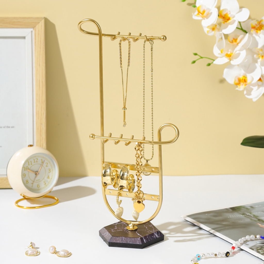Oasiva Jewelry Organizer Holder for Earrings Necklaces Bracelets Marble Base Earring Display Stand Hanger U-Shape Display Rack
