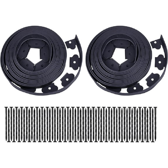 Garden Edging,60ft Landscape Edging with 60 Spikes for Lawn 2 Inch Tall (Black, 60FT)
