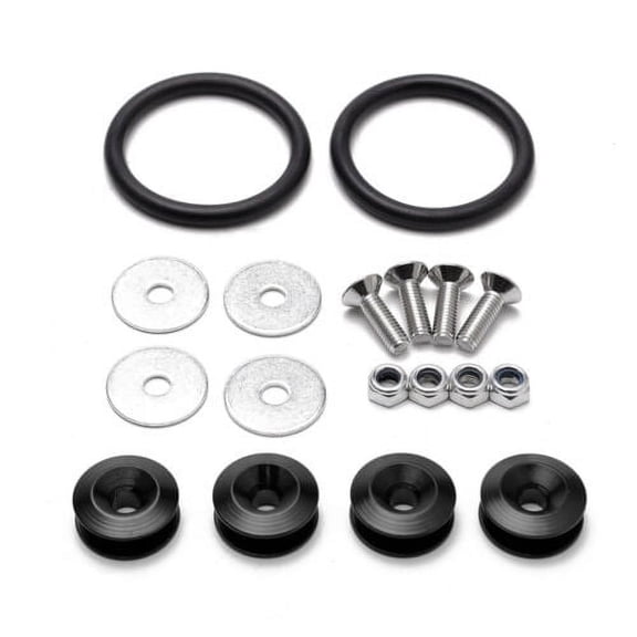 Quick Release Fasteners Set Black Screw Bolt Loop Ring Kit Fender Trunk Bumper