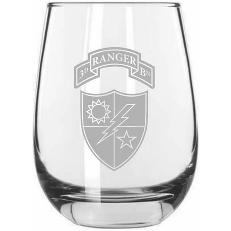 

3rd Ranger Division Military Etched 15.25oz Libbey Stemless Wine Glass
