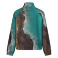 thumbnail image 6 of Jackets for Women Winter Coat Jackets Flannel Stand Collar Jacket(Coastal Contrast Art Print,Size:S-4XL), 6 of 7