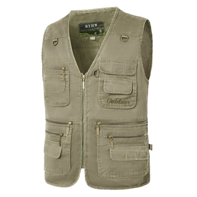 Honeeladyy Sales Online Mens Fishing Vest Utility Workweight Safari Travel  Hunting Waistcoat,Multi Pockets,Hiking Camping Photography 