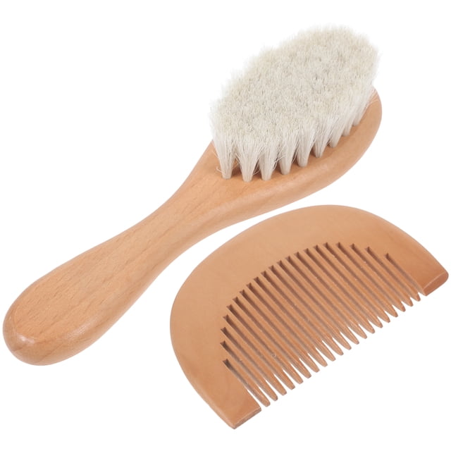 EeaseMX Juego de 2 peines y cepillos útiles para el baño de bebés, cómodos peines de madera para uso diario en casa.