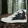 thumbnail image 2 of Coolcustomize Men's Gothic Skull Print Sneakers - White Casual Lace-Up Shoes with Black & White Design, Breathable Fabric Upper & Rubber Sole Casual Boots for Streetwear, Durable Trendy Footwear, 2 of 10