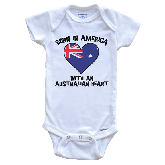 Born In America With An Australian Heart Baby Bodysuit Australia Flag Baby Bodysuit, 0-3 Months White
