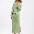 thumbnail image 3 of Conjunto elegante de 2 piezas para mujer traje de vacaciones holgado con cuello alto y hombros caídos, 3 of 7