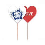 Ink Cartoon Football Blue Soccer Toothpick Flag LOVE Heart Lable Cupcake Pick