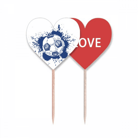Ink Cartoon Football Blue Soccer Toothpick Flag LOVE Heart Lable Cupcake Pick